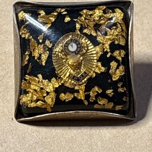 Gold and Black Square Pin